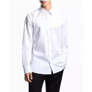 EMPORIO ARMANI Men's Cotton Textured Dress Shirt XXL White Timeless Elegance